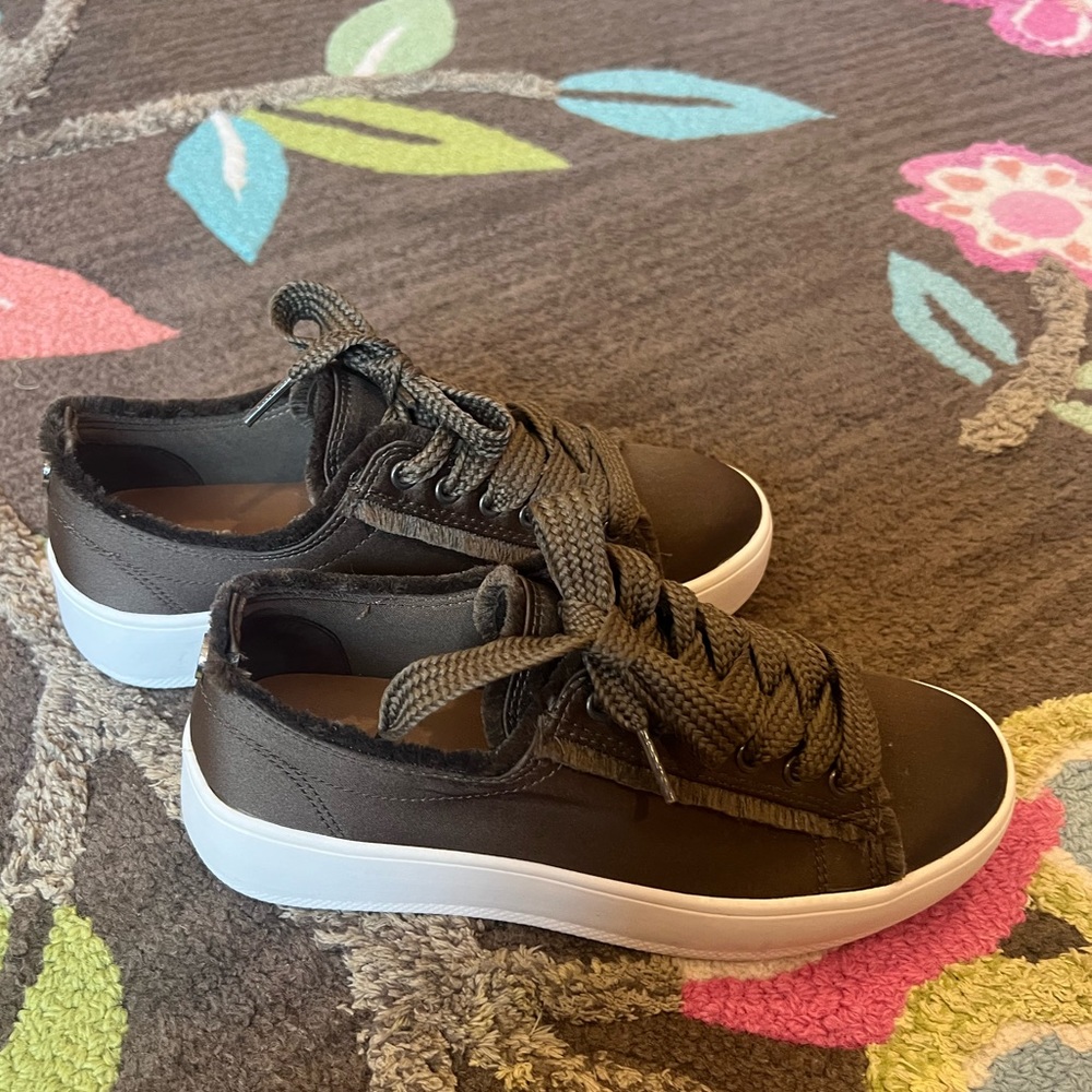 Mossimo Green Sneakers | Dark Green Satin Tennis Shoes | Fun Sneakers - Picture 7 of 9